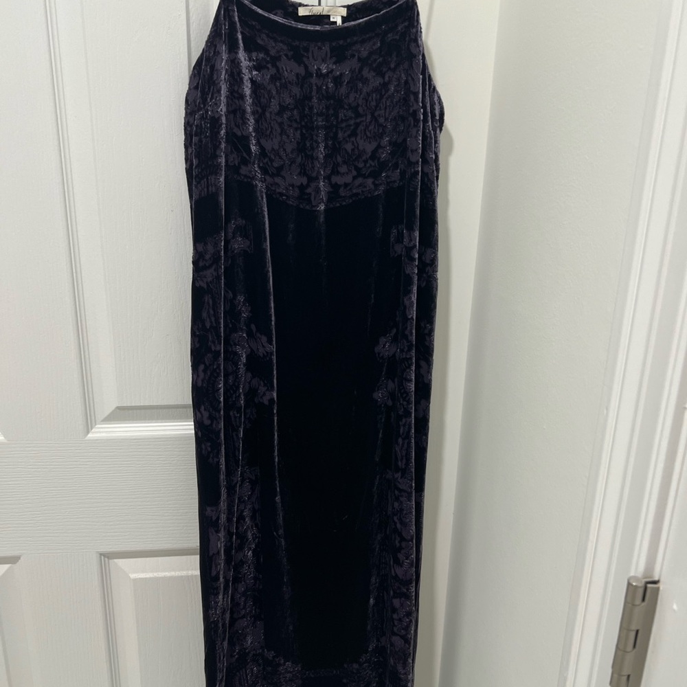 Anthropologie purple burnout velvet midi dress